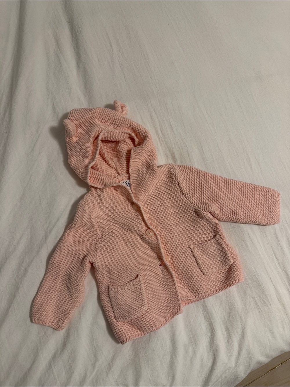 Baby Gap Baby Knit Hooded Cardigan Jacket in Light Pink - 3-6M